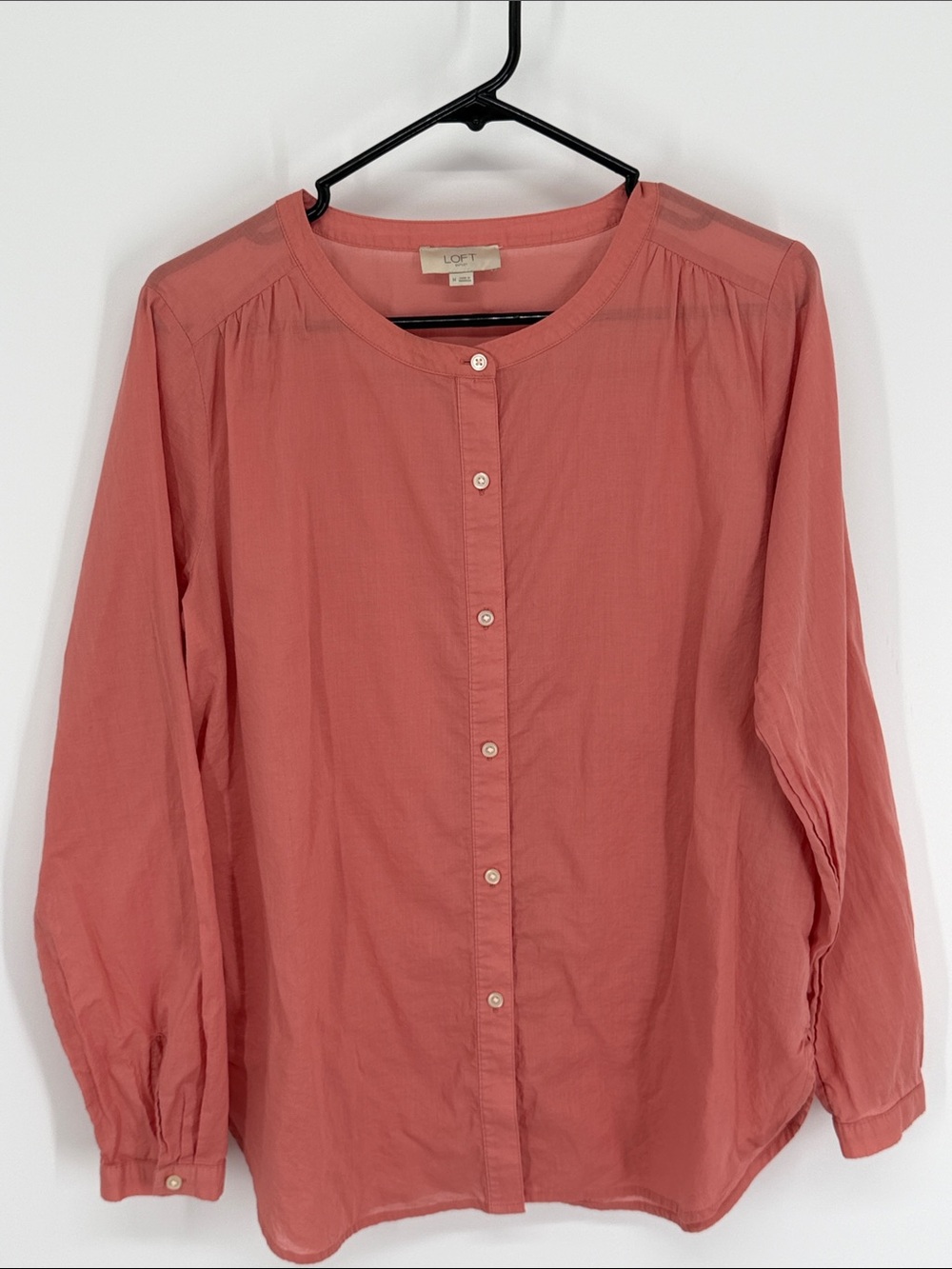 Loft Cotton Button Down Shirt Pink Coral Size Medium